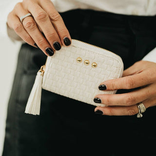 Wynona Woven Wallet: Checkered Coffee