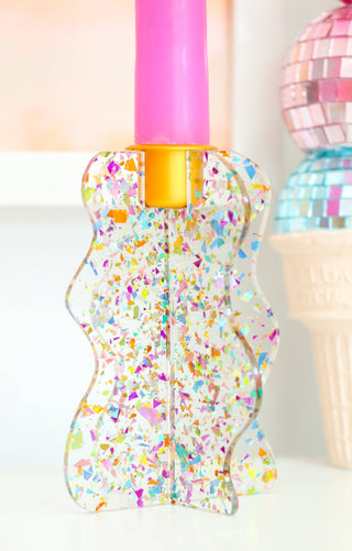 Confetti acrylic candle holders: 4”