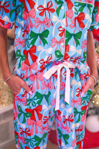 Jingle Bows Ruffle Pajama Set: Multi / Small