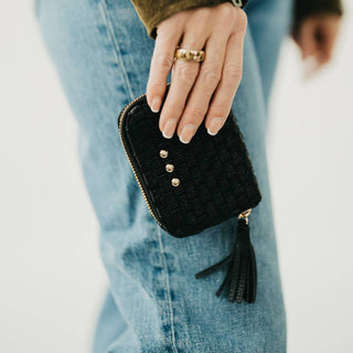 Wynona Woven Wallet: Checkered Coffee