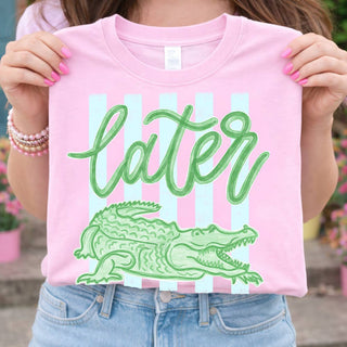Preppy Later Gator DTF Heat Transfer: Adult / Blue