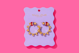 Hoop Earrings - Medium - Gold-Plated w/ Round Balls - Dottie