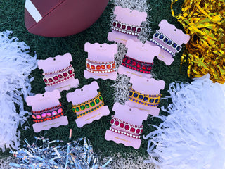 Enamel Stretch Bracelets - Team Spirit -3 Pc Set-Asst Colors: Crimson + Cream