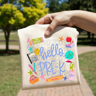 Hello Grade BLUE DTF Heat Transfer: Pre-K / Adult