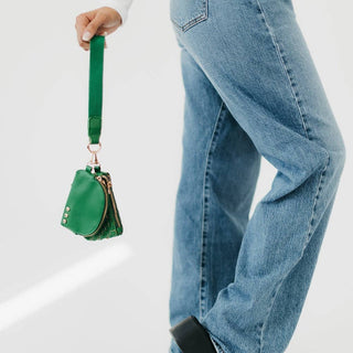 Wonderlust Woven Dual Pouch Wristlet: Coffee Checkered