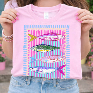 Preppy Fish Stripe DTF Heat Transfer: Adult
