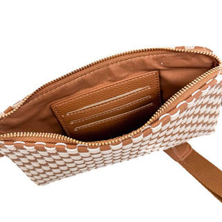 Emma Woven Clutch Wristlet: Checkered Brown