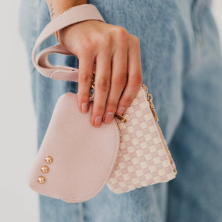 Wonderlust Woven Dual Pouch Wristlet: Black Checkered