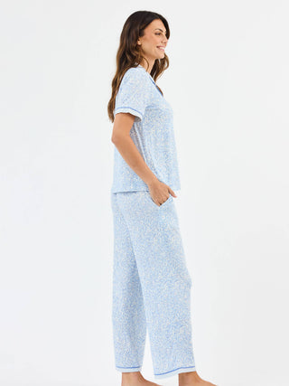 Women's Charlotte Pajama Pants Set | Meadow Line Blue Stripe: XS