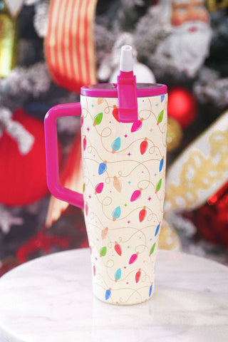 Wrapped in Lights Sleek Tumbler: Cream