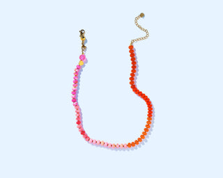 Beaded Necklace - Pink + Orange - Merideth