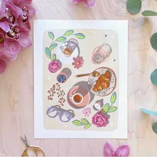 Croissant and Friends Art Print - 11x14