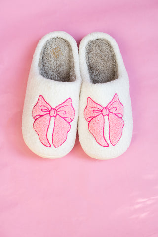 Hello Darling Fuzzy Bow Slippers