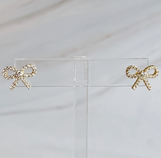 Shine Bright Sterling Silver CZ Bow Earrings