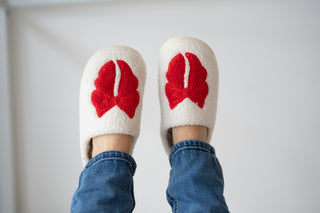 Hello Darling Fuzzy Bow Slippers