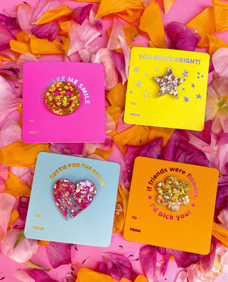 Pin w/ Gift Card - Star - Pearl + Gold Confetti