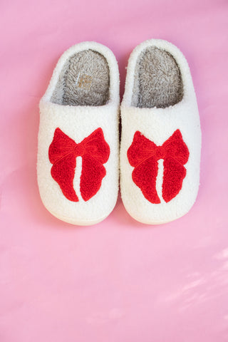 Hello Darling Fuzzy Bow Slippers