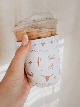 Southwest Drink Holder - White & Burnt Orange