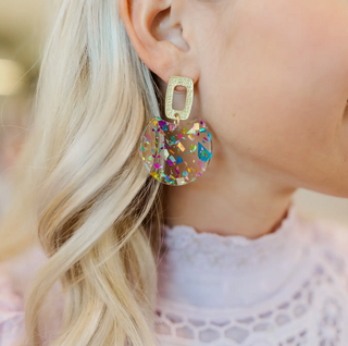 Addie: Rainbow Confetti Flake Oval Drops