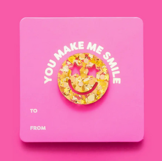Pin w/ Gift Card - Smiley - Gold Confetti