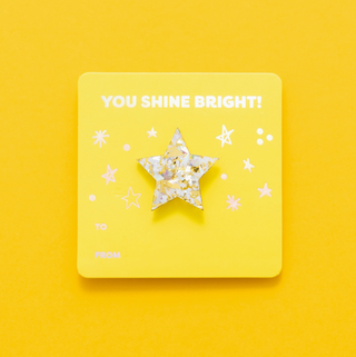 Pin w/ Gift Card - Star - Pearl + Gold Confetti