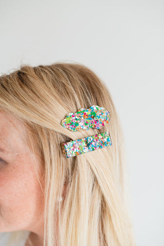 Colorful Confetti Hair Clip Duo Set