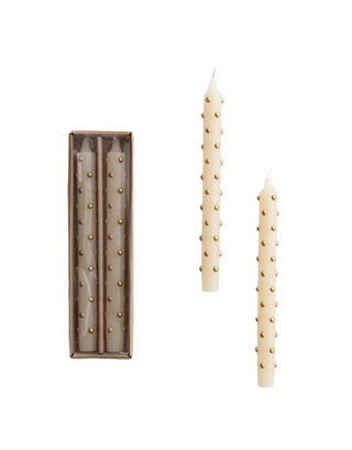 3D Gold Dot Taper Candles - Set of 2