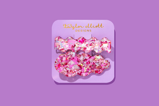 Pink Confetti Hair Clip Duo Set