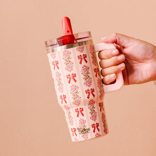 20 oz Oh So pretty Tumbler - Pink & Red Floral