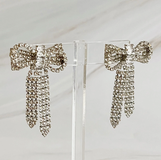 Perfectly Tied Rhinestone Bow Earrings