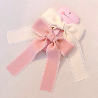 Lovely Ruffle Edge Bow Hair Clip Duo