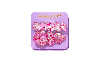 Pink Confetti Hair Clip Duo Set