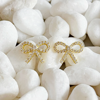 Shine Bright Sterling Silver CZ Bow Earrings
