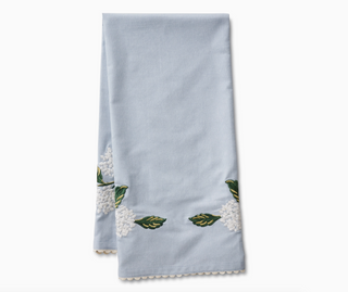 Blue & White Hydrangea Embroidered Tea Towel