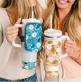 Blue & Green Floral No-Slip Tumbler Boot