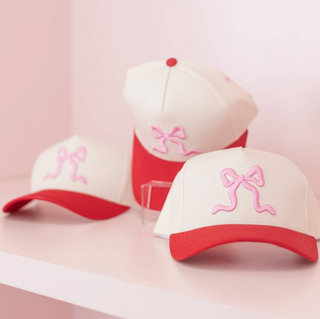 Pink and Red Bow Baseball Hat