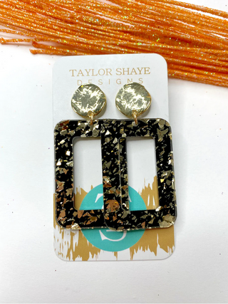 Black/Gold Acrylic Rectangle Drops