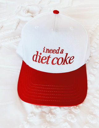 I Need a Diet Coke - Red & White Embroidered Hat