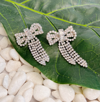 Perfectly Tied Rhinestone Bow Earrings