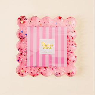 Square Scalloped Acrylic Frame - Confetti Pink
