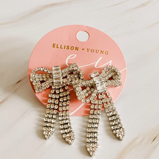 Perfectly Tied Rhinestone Bow Earrings