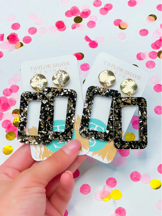 Black/Gold Acrylic Rectangle Drops
