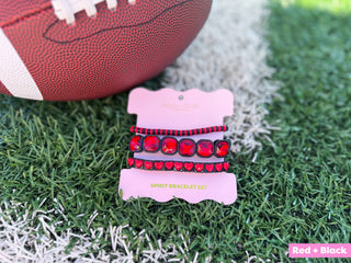 Enamel Stretch Bracelets - Team Spirit -3 Pc Set-Asst Colors: Crimson + Cream