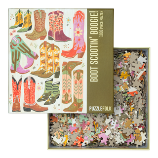 Boot Scootin' Boogie! 1000 Piece Western Cowboy Boot Puzzle