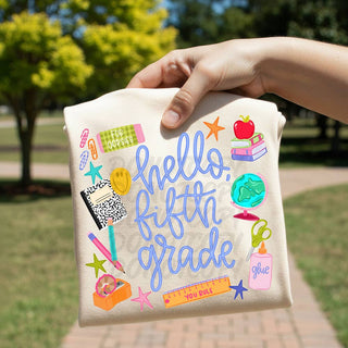 Hello Grade BLUE DTF Heat Transfer: Pre-K / Adult