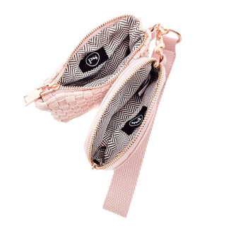 Wonderlust Woven Dual Pouch Wristlet: Black Checkered