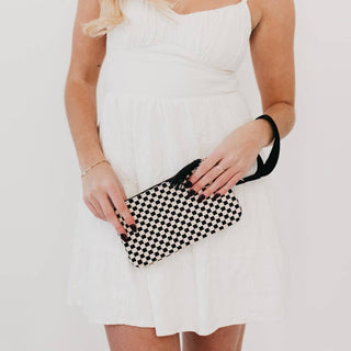 Emma Woven Clutch Wristlet: Checkered Coffee