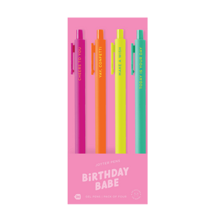 Set of colorful pens in a pink packaging with 'Birthday Babe' text - Southern Quirks Gifts & Goods