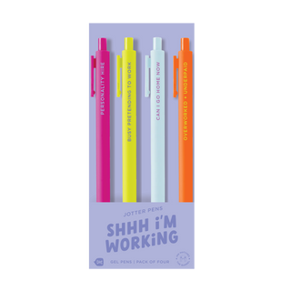 Set of four colorful pens in a packaging with text on a white background - Southern Quirks Gifts & Goods