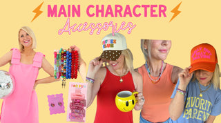 Main Character Accessories at Southern Quirks — colorful beaded jewelry, statement necklaces, trucker hats, and bold women's accessories in bright fun styles. Oklahoma City and Edmond gift boutique